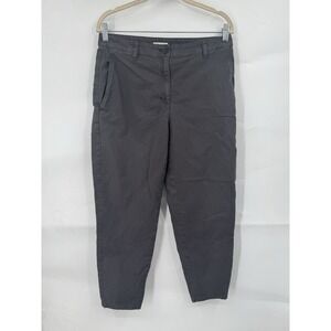 Eileen Fisher Organic Cotton Hemp Blend Pant Women 10 Grey Straight Leg Casual